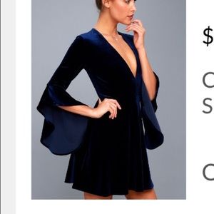 Bell sleeve velvet mini dress